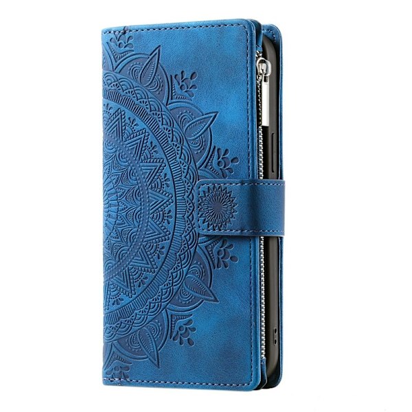 Samsung Galaxy S26 Plånboksfodral Mandala Blommönster Konstläder - Blå