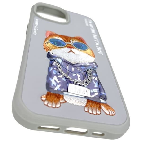 Nimmy Mobilskal till iPhone 15 Glasses Cool Cat - Grå Grå