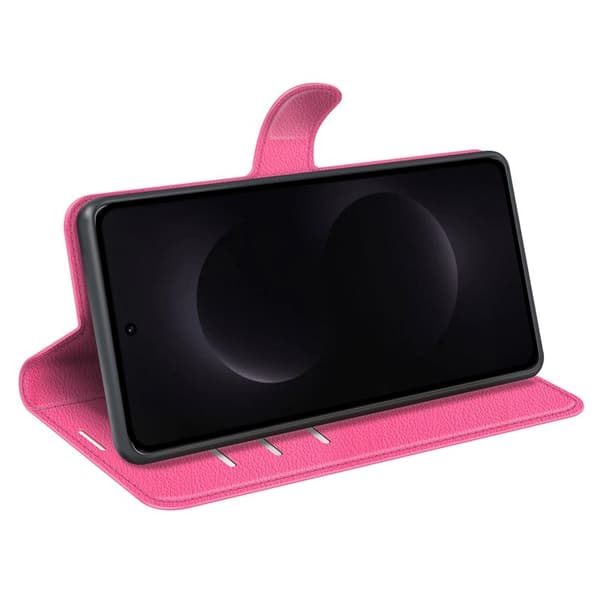 AMORUS Samsung Galaxy S26 Ultra Plånboksfodral Litchi Textur Konstläder - Rosa