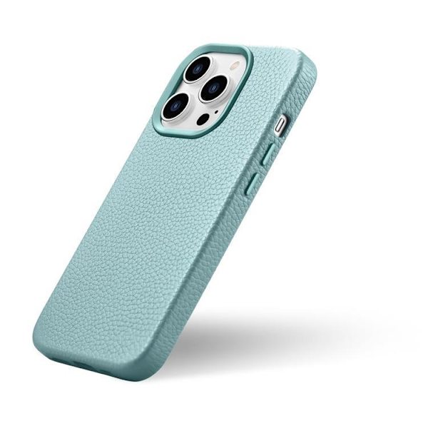 iCarer iPhone 14 Pro Max Skal Magsafe Äkta Läder Litchi Premium - Grön
