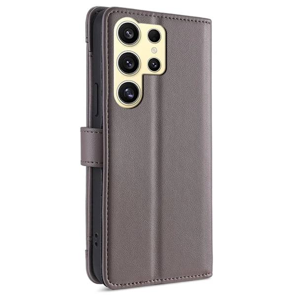 Galaxy S24 Ultra Konstläder Plånboksfodral Shockproof - Grå Grå