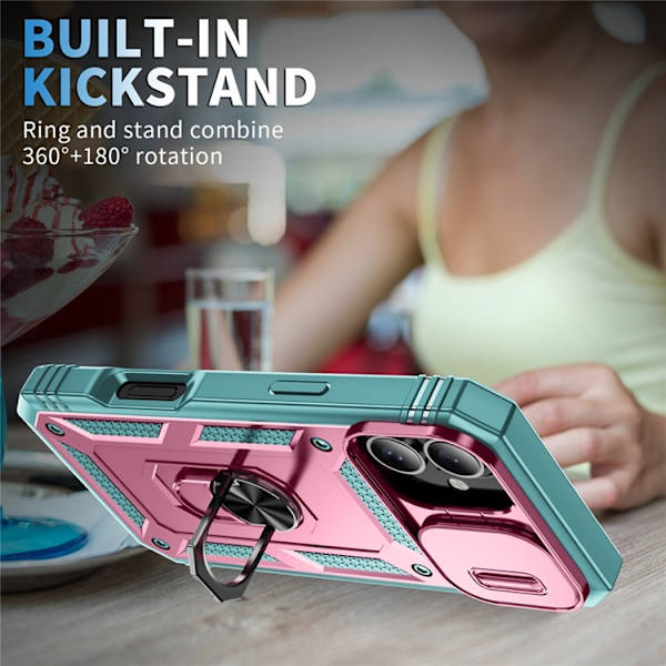 Mobilskal till iPhone 17 Slide Camshield Kickstand - Rosa/Grön Rosa