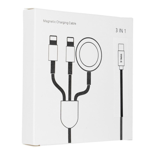 3in1 USB-C til USB-C, Lightning, Apple Watch-kabel C-1,2 m