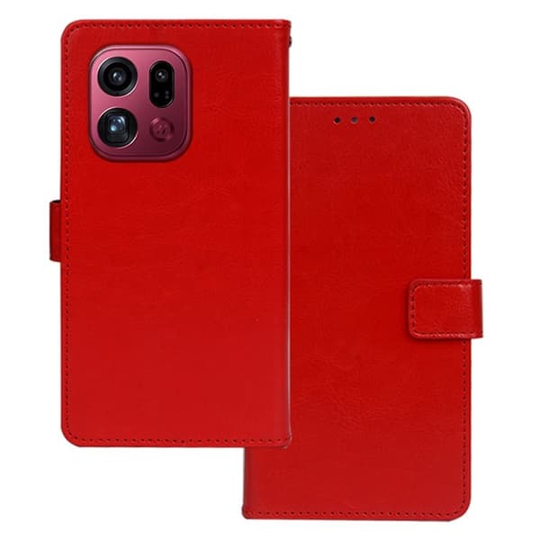 IDEWEI Oppo Find X9 Pro Plånboksfodral Konstläder Crazy Horse Textur - Röd