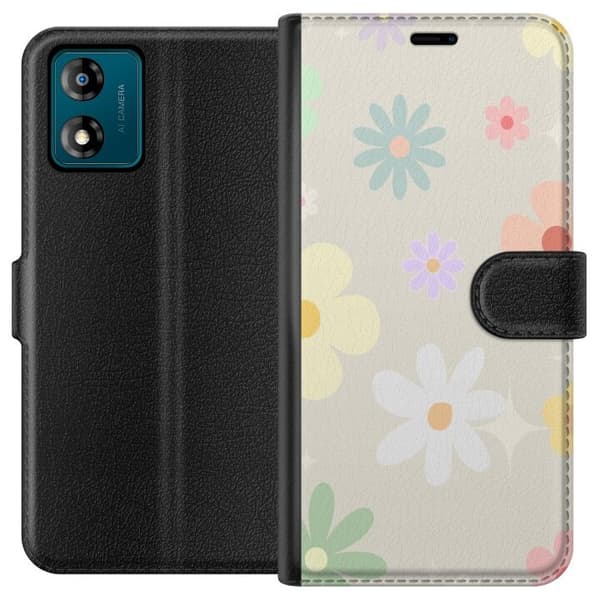 Plånboksfodral till Motorola Moto E13 med fejdande blommor