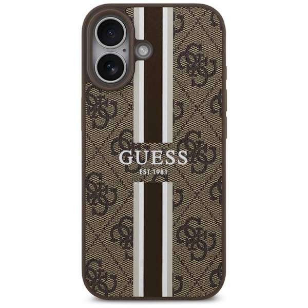 Guess telefontaske til iPhone 17 MagSafe 4G trykte striber - brun Brun