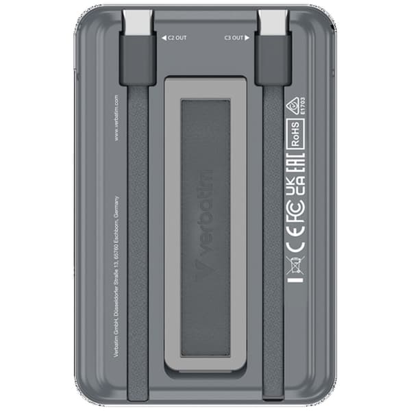 Verbatim MagSafe Powerbank 5000mAh 15W 2xUSB-C Kablar n Go - Grå