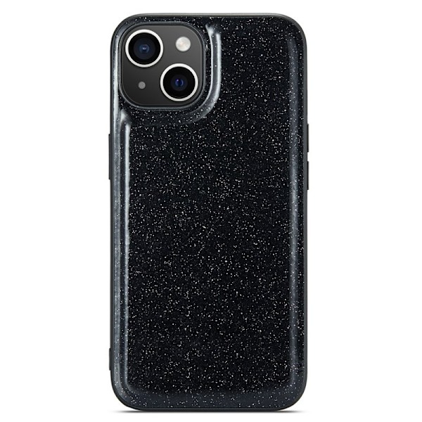 DG.MING Mobilskal till iPhone 14 Plus Glitter Läder+PC+TPU Svart