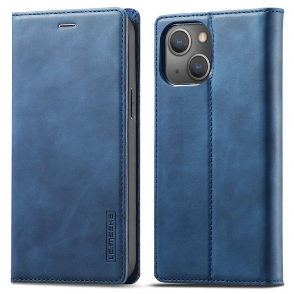 LC.IMEEKE iPhone 14 Plånboksfodral Konstläder - Flip Folio - Blå