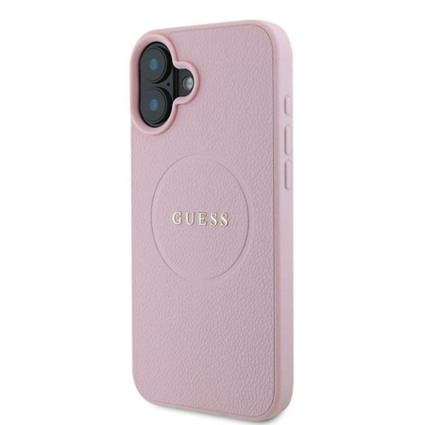 Guess Mobilskal till iPhone 16 Plus Magsafe Grained Ring - Rosa Rosa