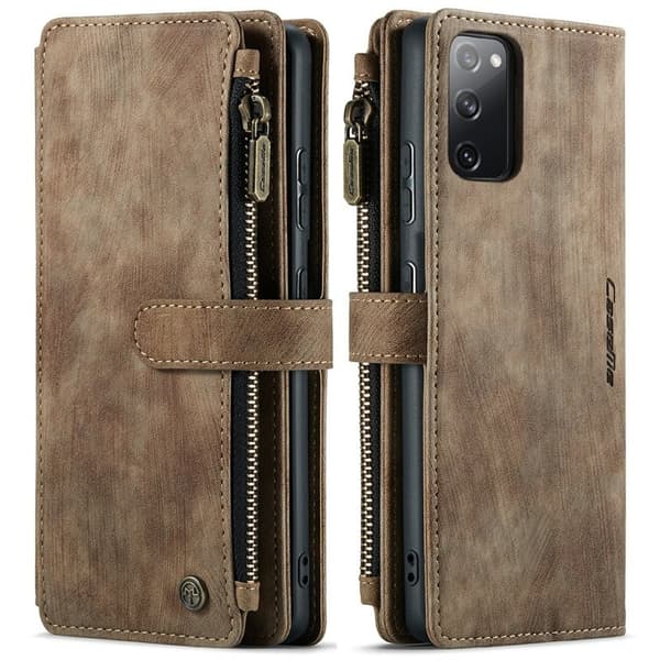 CASEME Konstläder Plånboksfodral för Samsung Galaxy S20 FE - Brun