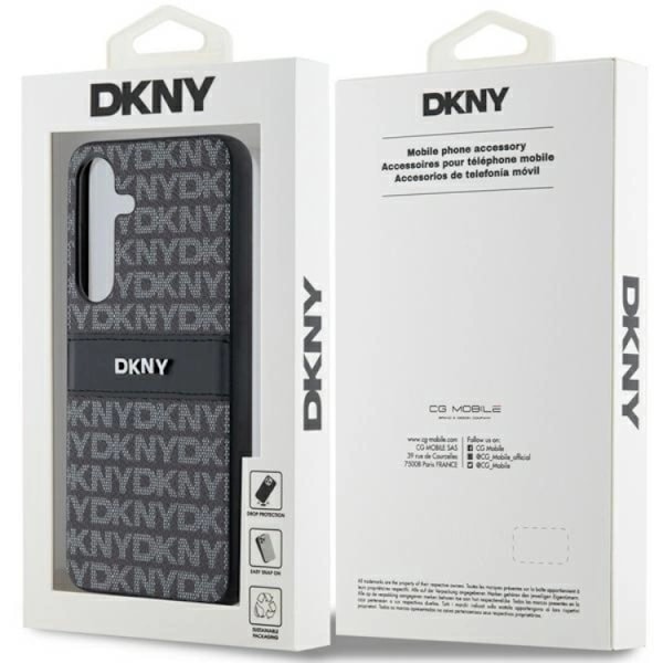 DKNY Galaxy S24 Plus Mobilskal Läder Mono Stripe & Metal Logo Svart