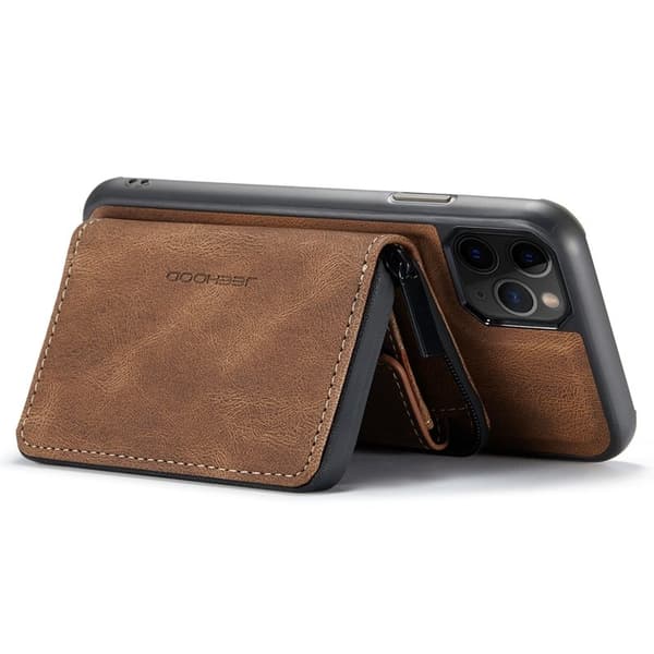 JEEHOOD Mobilskal till iPhone 11 Pro Max Konstläder TPU Magnetisk Brun