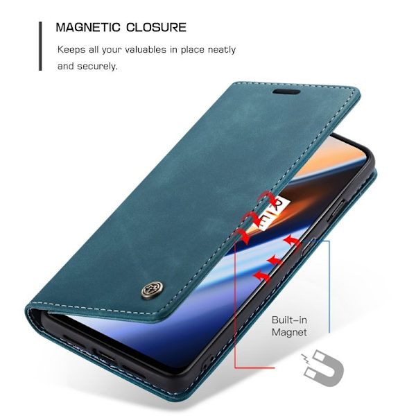 CASEME 013 Flip Konstläder Plånboksfodral för OnePlus 7 - Blå