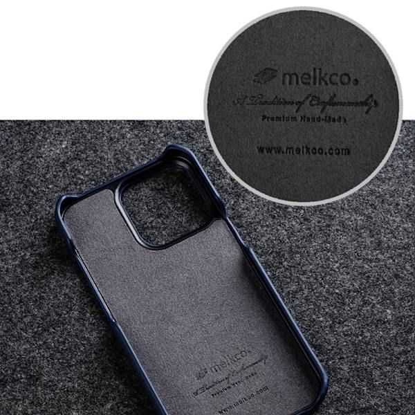 MELKCO Mobilskal till iPhone 14 Pro Äkta Läder + PC - Linneblå