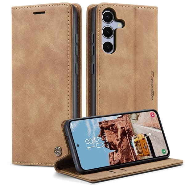 CASEME 013 Plånboksfodral för Samsung Galaxy S25 FE - Brun