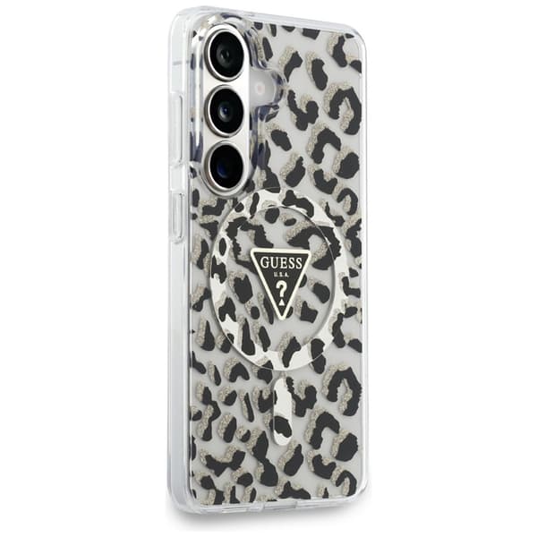 Guess Mobilskal För Galaxy S26 MagSafe IML Leopard Print Triangle Svart