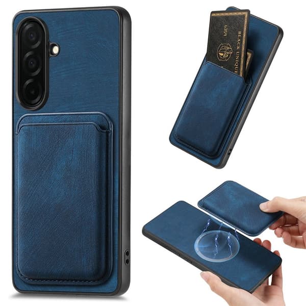 Mobilskal för Samsung Galaxy S26 Magnetiskt Konstläder + TPU - Blå