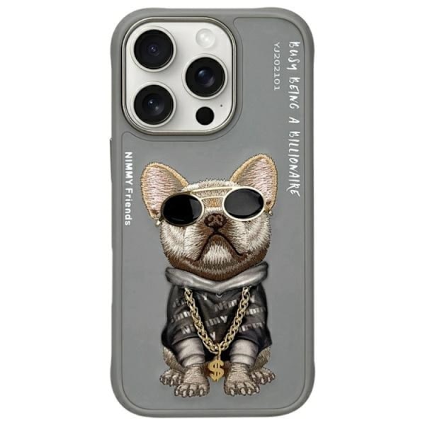 Nimmy Telefontaske til iPhone 16 Pro Max Briller Cool Dog - Grå Grå
