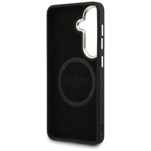 Guess Mobilskal För Galaxy S26 Plus MagSafe Saffiano Peony Embossed Ring Svart