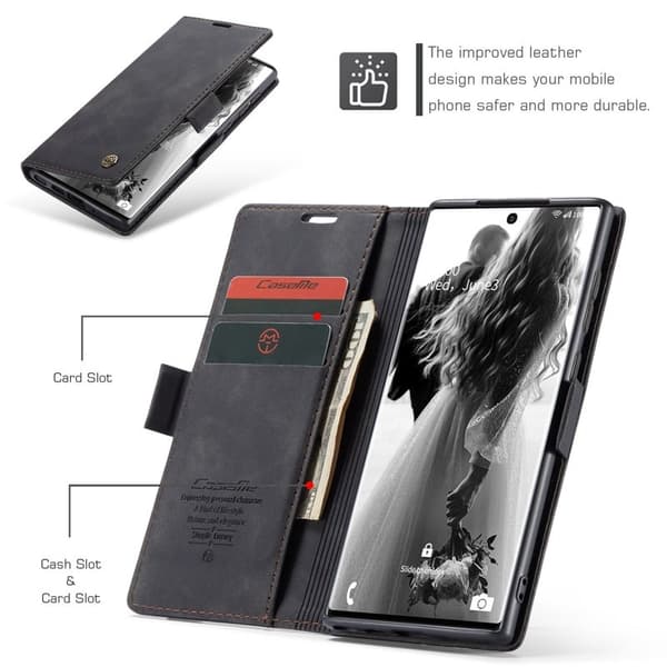 CASEME Plånboksfodral Konstläder för Samsung Galaxy Note20 Ultra - Svart