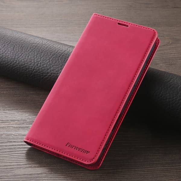 FORWENW iPhone 17 Plånboksfodral Konstläder - Röd