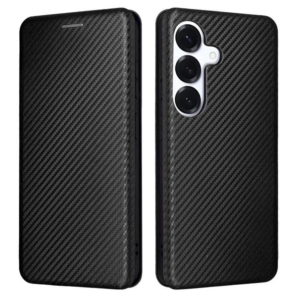 Samsung Galaxy S26 Skal Kolfiber Textur Stöttålig Konstläder - Svart