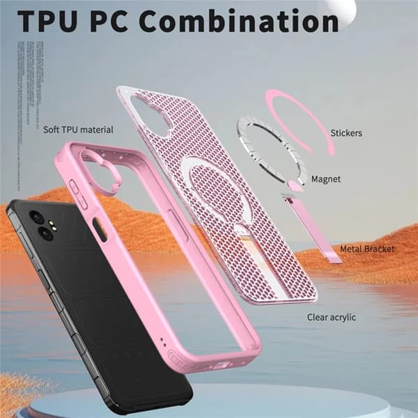 Mobilskal till Galaxy XCover 7 Pro Magsafe Grid Texture Rosa