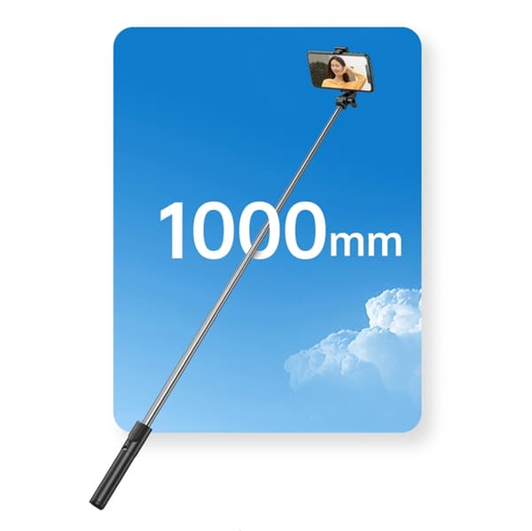 Selfiestick Teleskopstativ 1m med Telefonhållare - Svart