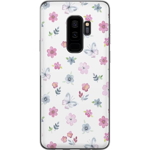 Telefontaske til Samsung Galaxy S9+ med blomster og sommerfugle