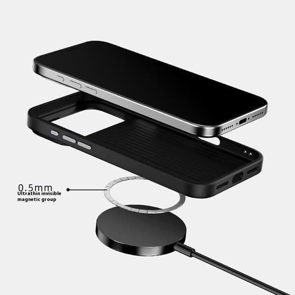 ABEEL Mobilskal till iPhone 17 MagSafe Carbon Fiber - Svart / Silver Silver