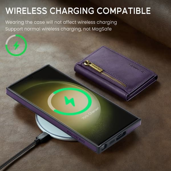 DG.MING M5 Series Samsung Galaxy S24 Plånboksfodral Konstläder Lila