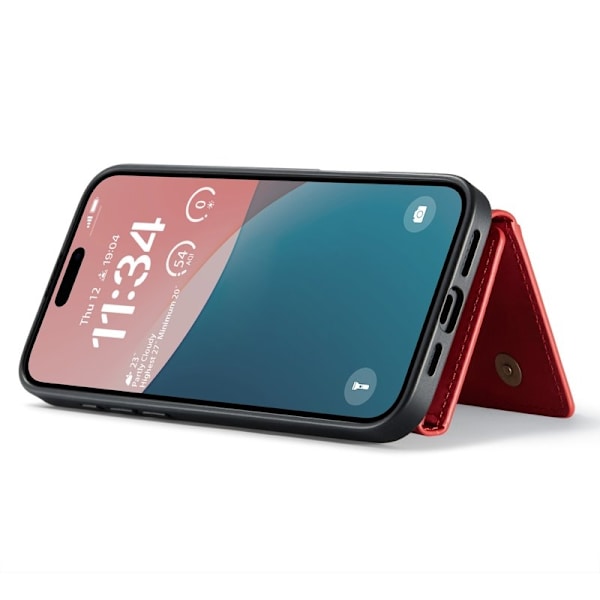 DG.MING iPhone 16 Plus Konstläder Plånboksfodral PU+PC+TPU Röd