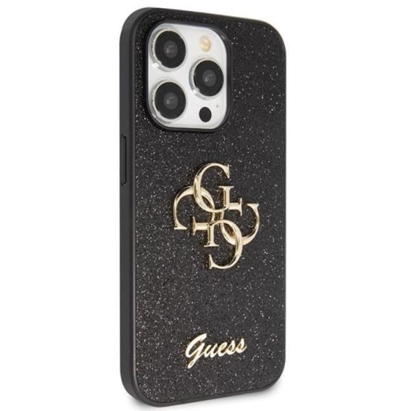 Guess iPhone 14 Pro Mobilskal Glitter Script Big 4G - Svart