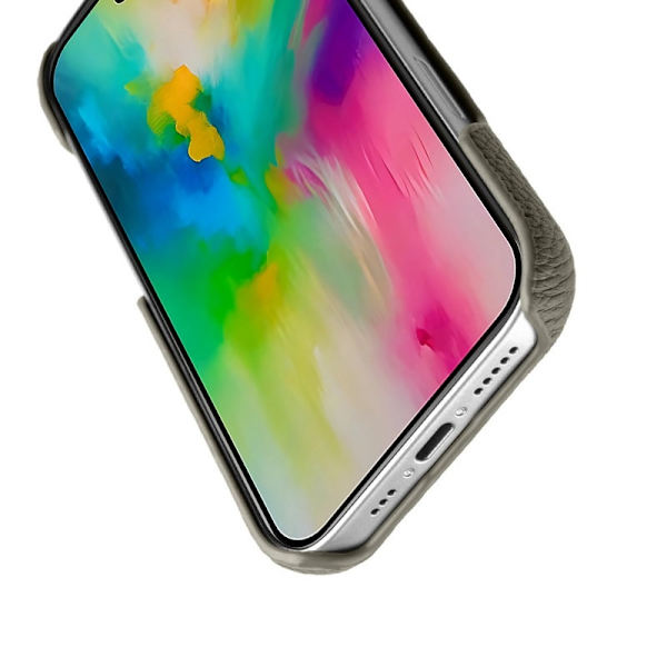MELKCO Mobilskal till iPhone 16 Pro Max Äkta Läder PC Grå
