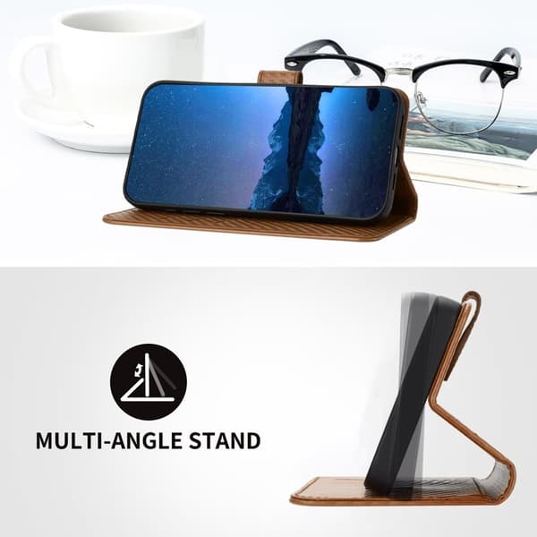 Samsung Galaxy S26 Pro Plånboksfodral med Rem Kolfiber Konstläder - Kaffe