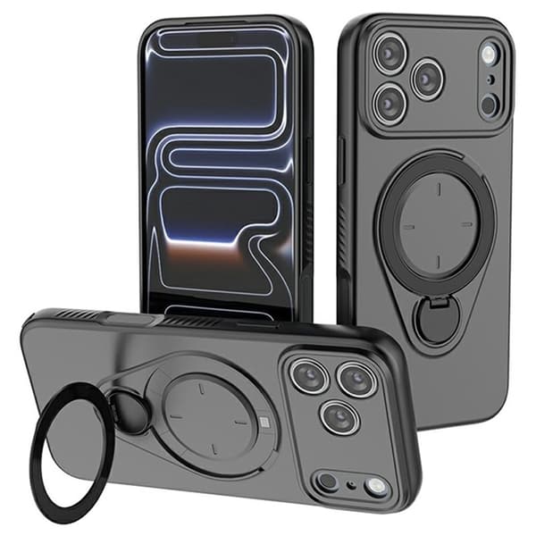 Mobilskal till iPhone 17 Pro Max MagSafe Rotating Kickstand TPU PC Svart