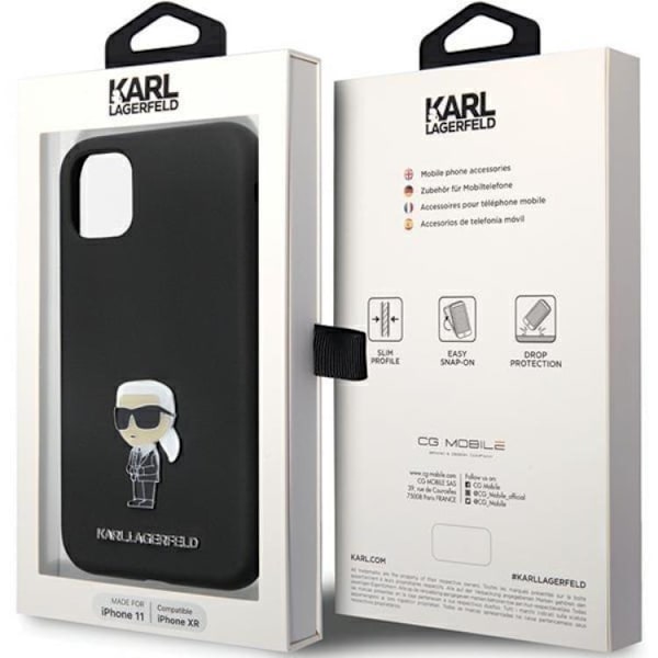 KARL LAGERFELD iPhone 11/XR Mobilskal Silikon Ikonik Metal Pin Svart