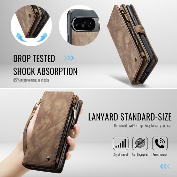 CASEME Plånboksfodral Konstläder till Google Pixel 10 Pro XL - Brun