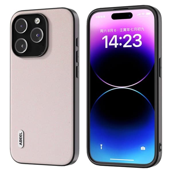 ABEEL Mobilskal till iPhone 15 Pro PU Läder Glitter Anti-drop Vit