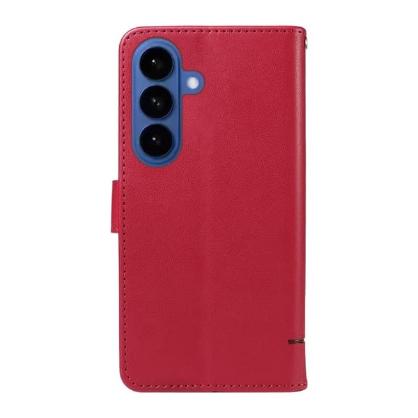 Cat Pattern Samsung Galaxy S26 / S26 Pro Skal Äkta Läder - Röd