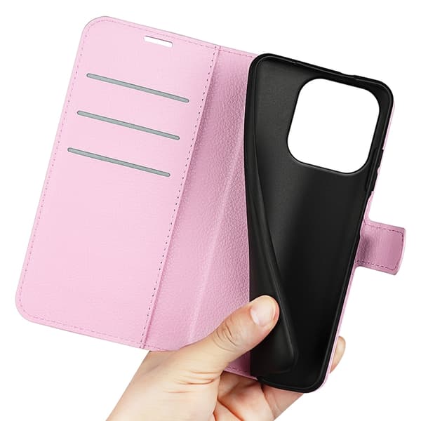 OnePlus 15 5G Plånboksfodral Litchi Shockproof Konstläder Rosa