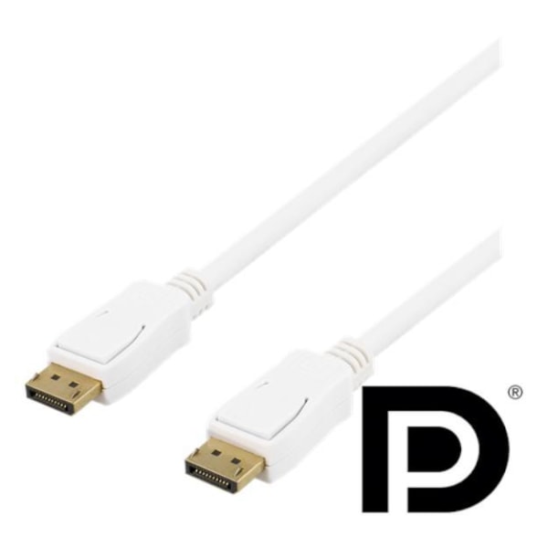 Deltaco DisplayPort Kabel, 3m - Vit Vit
