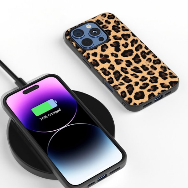 ABEEL Mobilskal till iPhone 16 Pro Max Leopardmönster Champagne Guld