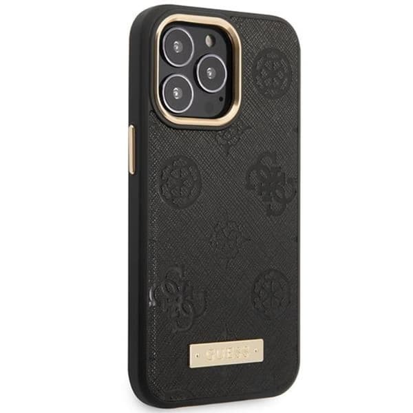 Guess Mobilskal till iPhone 14 Pro Magsafe Peony Logo Plate - Svart Black