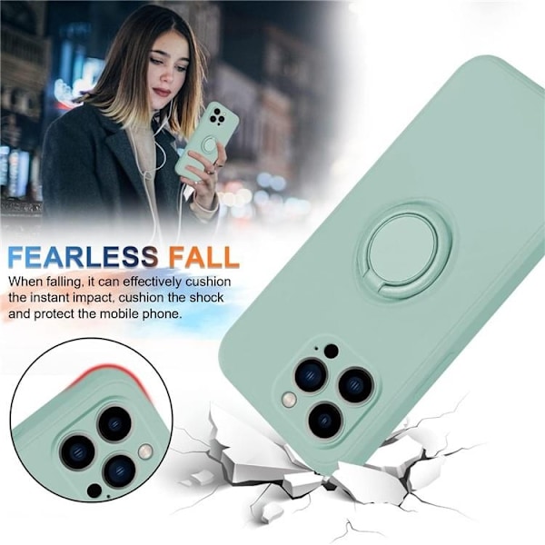 Mobilskal till iPhone 15 Pro Max Ringhållare Liquid Silikon - Cyan