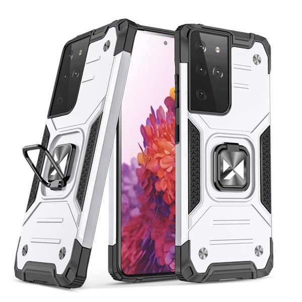 Wozinsky Magnetic Ring Armor Skal Galaxy S22 Ultra - Silver Silver