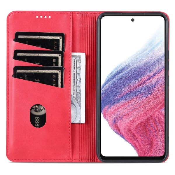 AZNS Samsung Galaxy A55 5G Plånboksfodral Konstläder - Röd
