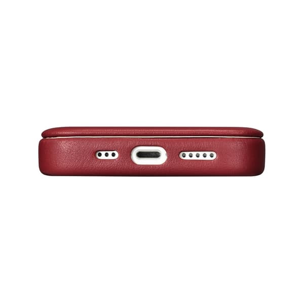 iCarer iPhone 14 Pro Max Plånboksfodral MagSafe CE Äkta Läder Röd