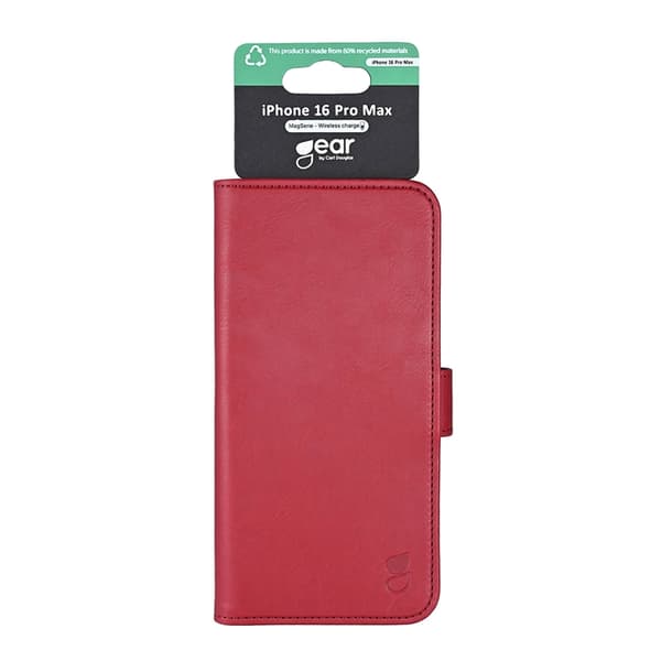 GEAR iPhone 16 Pro Max Plånboksfodral MagSafe - Mörkröd Röd
